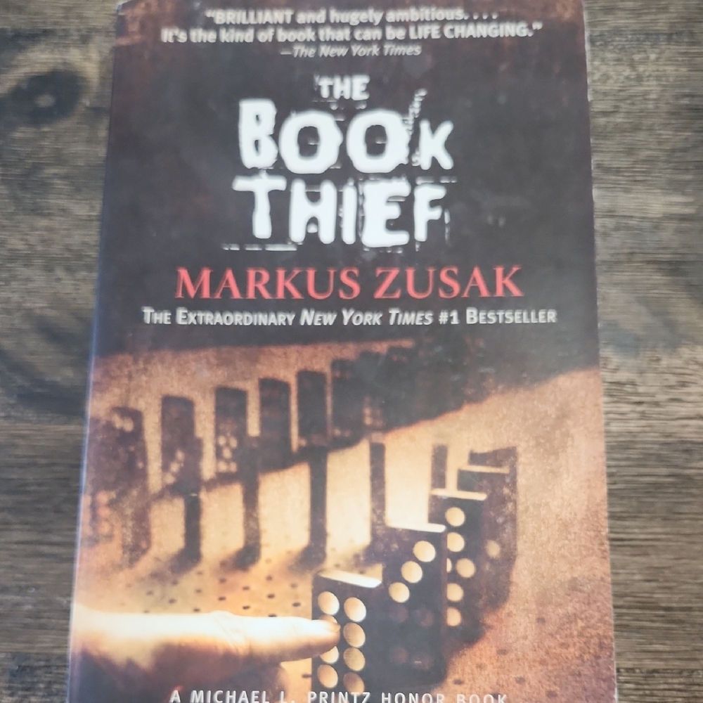 "The Book Thief" by Markus Zusak, #1 Bestseller, paperback novel, WWII Fiction